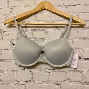 Auden The Radiant Plunge Push-Up Bra Silver Foil NWT